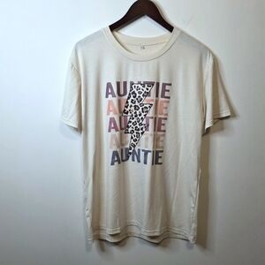Retro Auntie Leopard Lightening Bolt Tee Size XL
